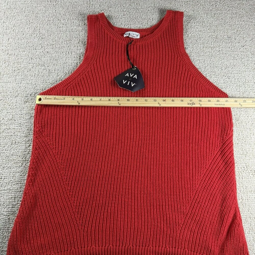 Ava & Viv Sleeveless Tank Top Knit Sweater Red Women's Size 2X - Picture 4 of 5